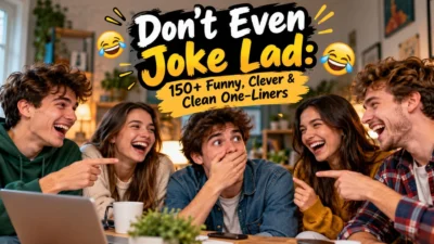 Don't even joke lad funny one-liners with friends laughing together